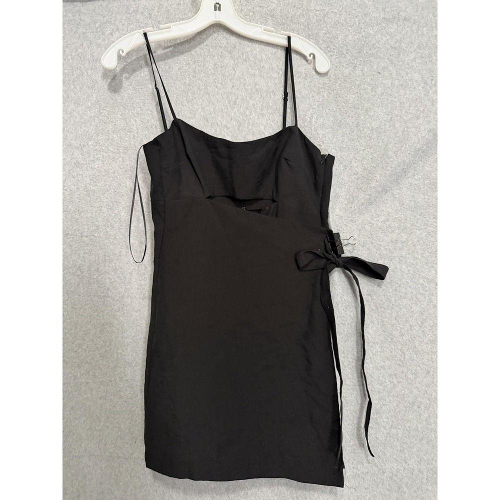 Zara Dress Womens M Black Scoop Neck Slip Adjustable Strap Bow Mini Party‎